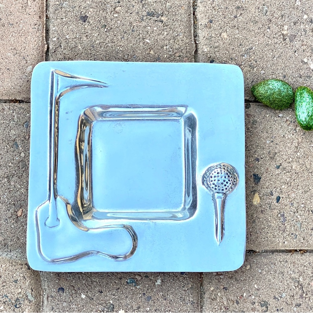 Polished Pewter Golf Dish